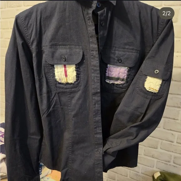 Blue Jacket with Patchwork Flower Design - Picture 2 of 2